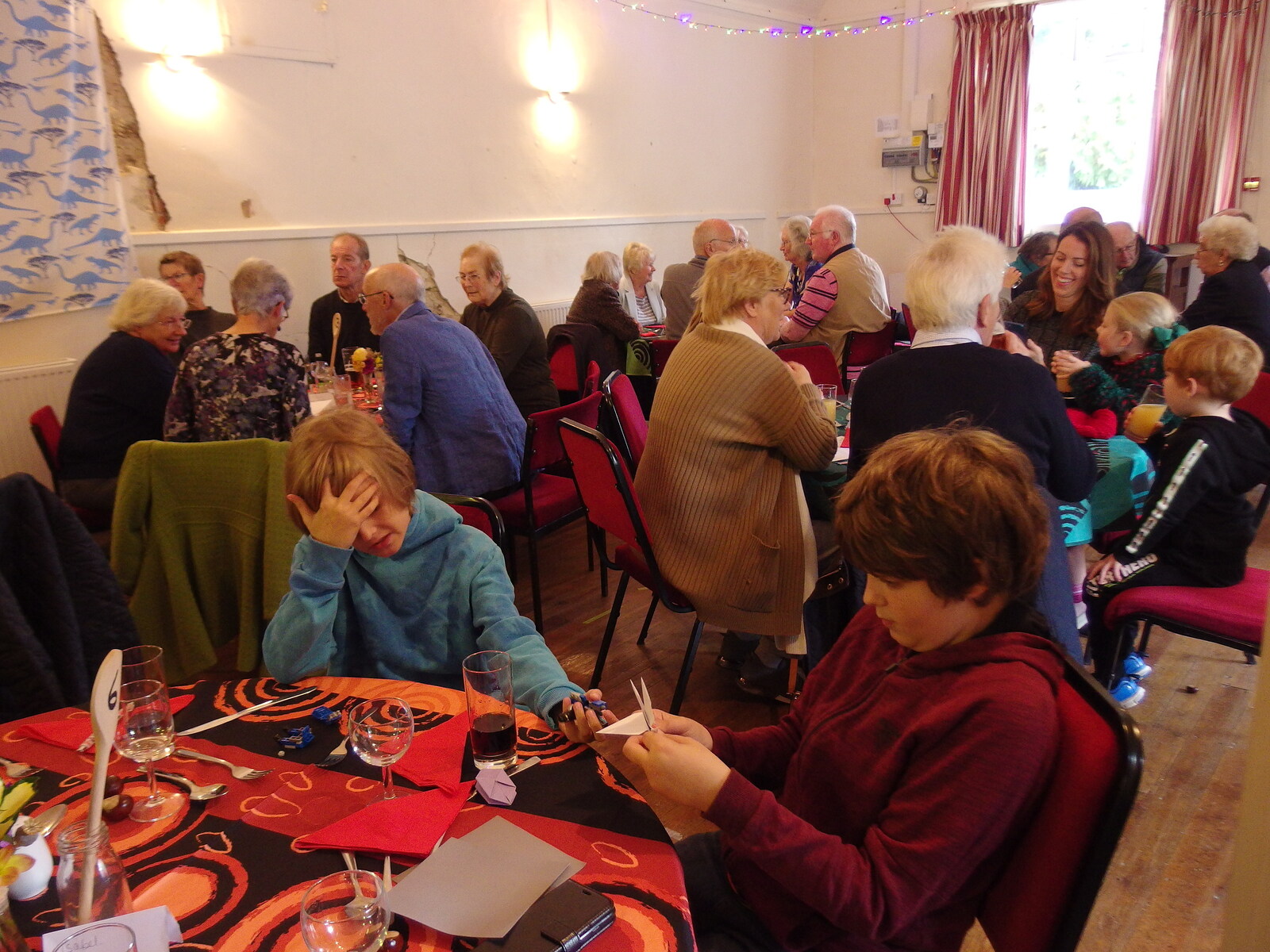 The crowd out for Sunday lunch in the hall from Sunday Lunch at the Village Hall, Brome, Suffolk - 10th October 2021