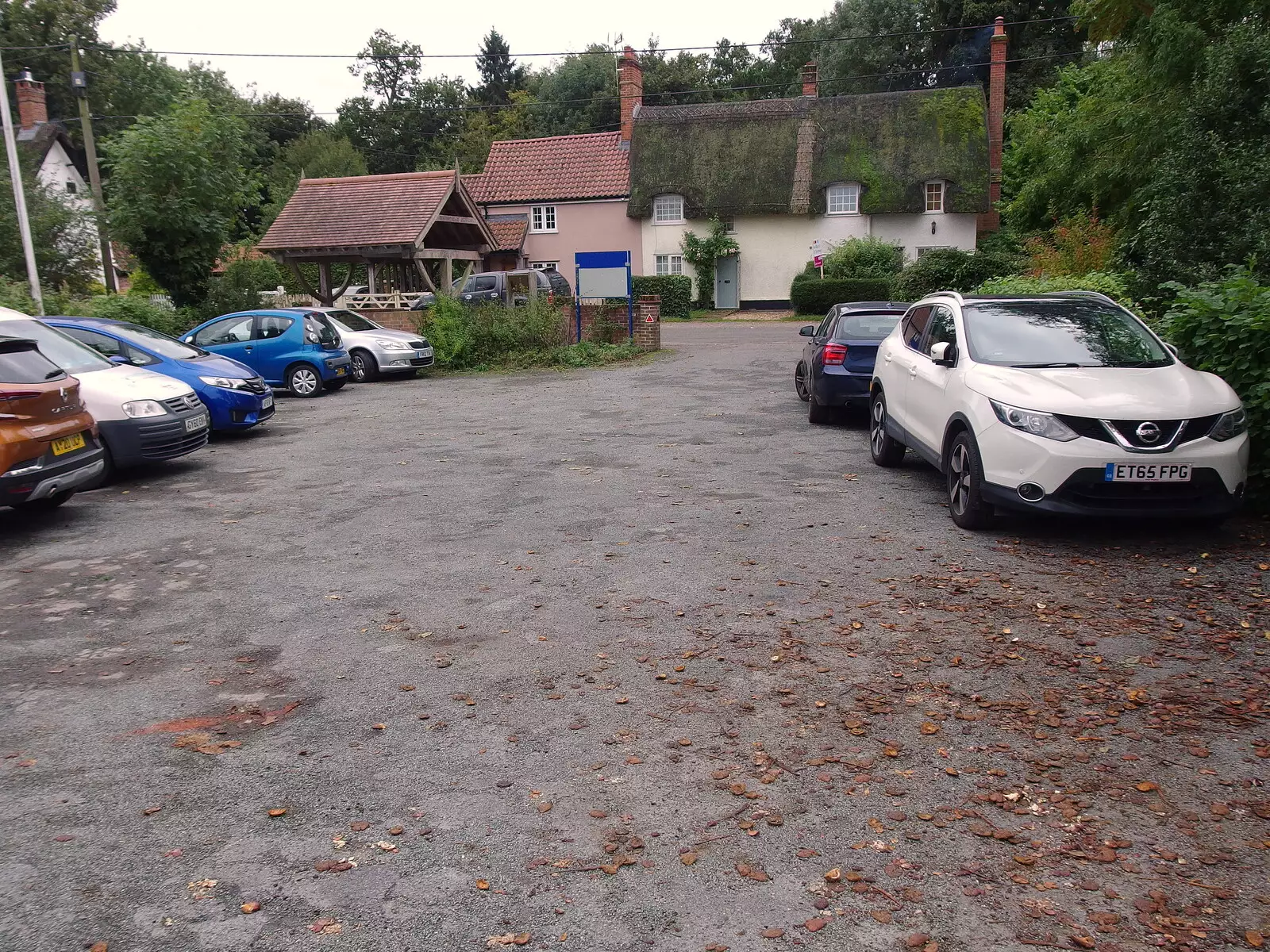 Leaves on the village hall car park, from Sunday Lunch at the Village Hall, Brome, Suffolk - 10th October 2021