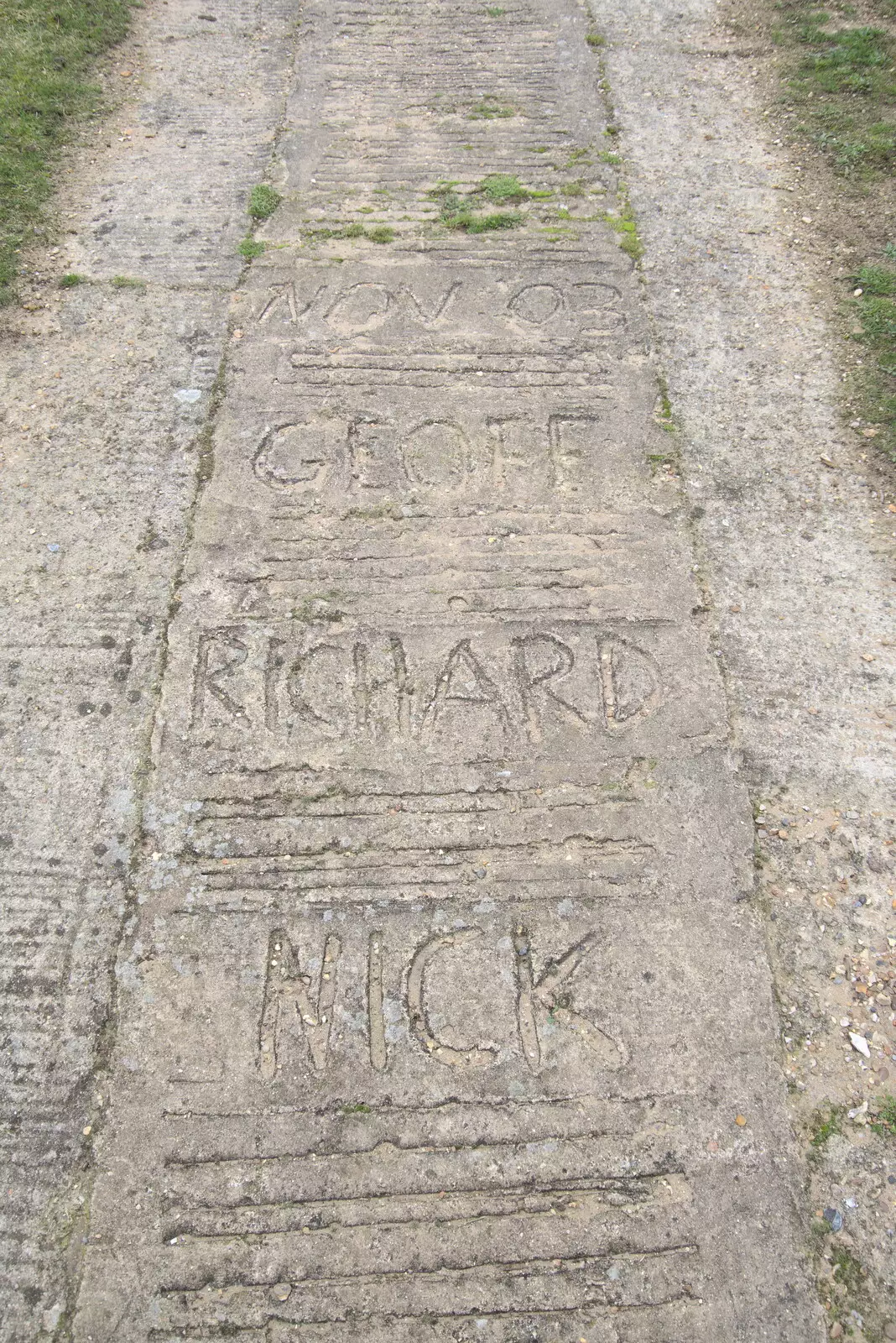 Names on the slipway, from A Trip to Weybread Sailing Club, Harleston, Norfolk - 17th October 2021