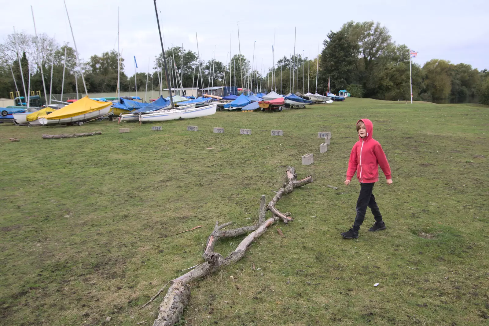 Harry strolls around near the car park, from A Trip to Weybread Sailing Club, Harleston, Norfolk - 17th October 2021