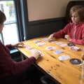 Fred and Harry play cards, A Trip to Weybread Sailing Club, Harleston, Norfolk - 17th October 2021