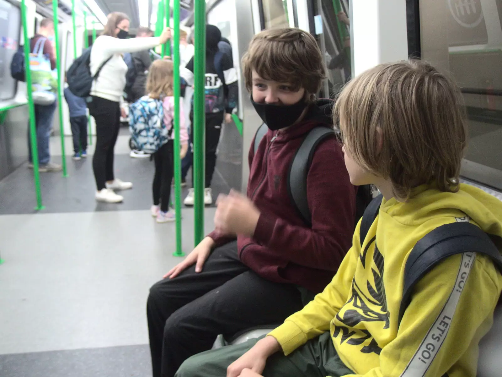 The boys on the train to the gate, from Five Days in Lanzarote, Canary Islands, Spain - 24th October 2021