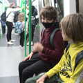 The boys on the train to the gate, Five Days in Lanzarote, Canary Islands, Spain - 24th October 2021