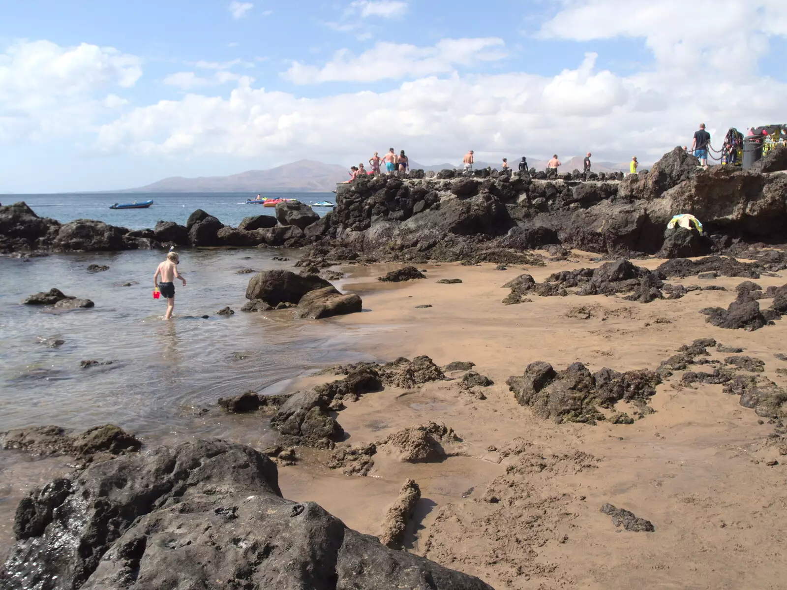 Harry waves a palm frond around on the beach, from Five Days in Lanzarote, Canary Islands, Spain - 24th October 2021