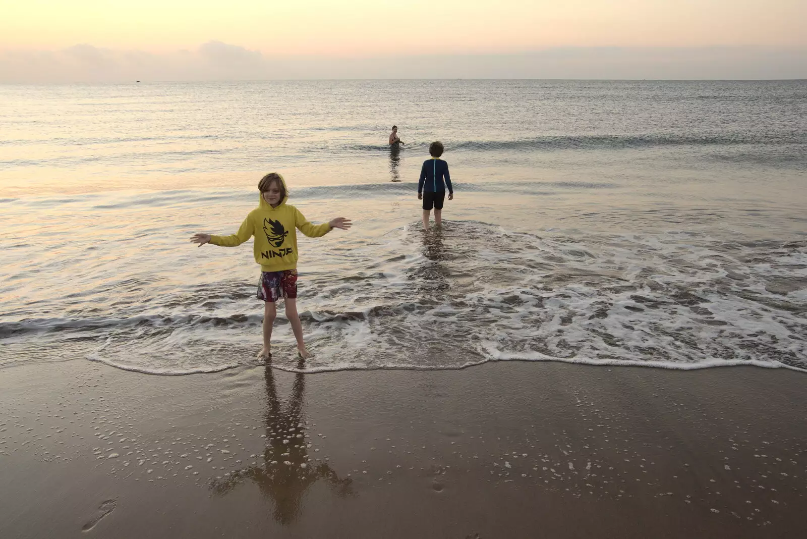 Isobel goes for a swim as the boys paddle, from Five Days in Lanzarote, Canary Islands, Spain - 24th October 2021