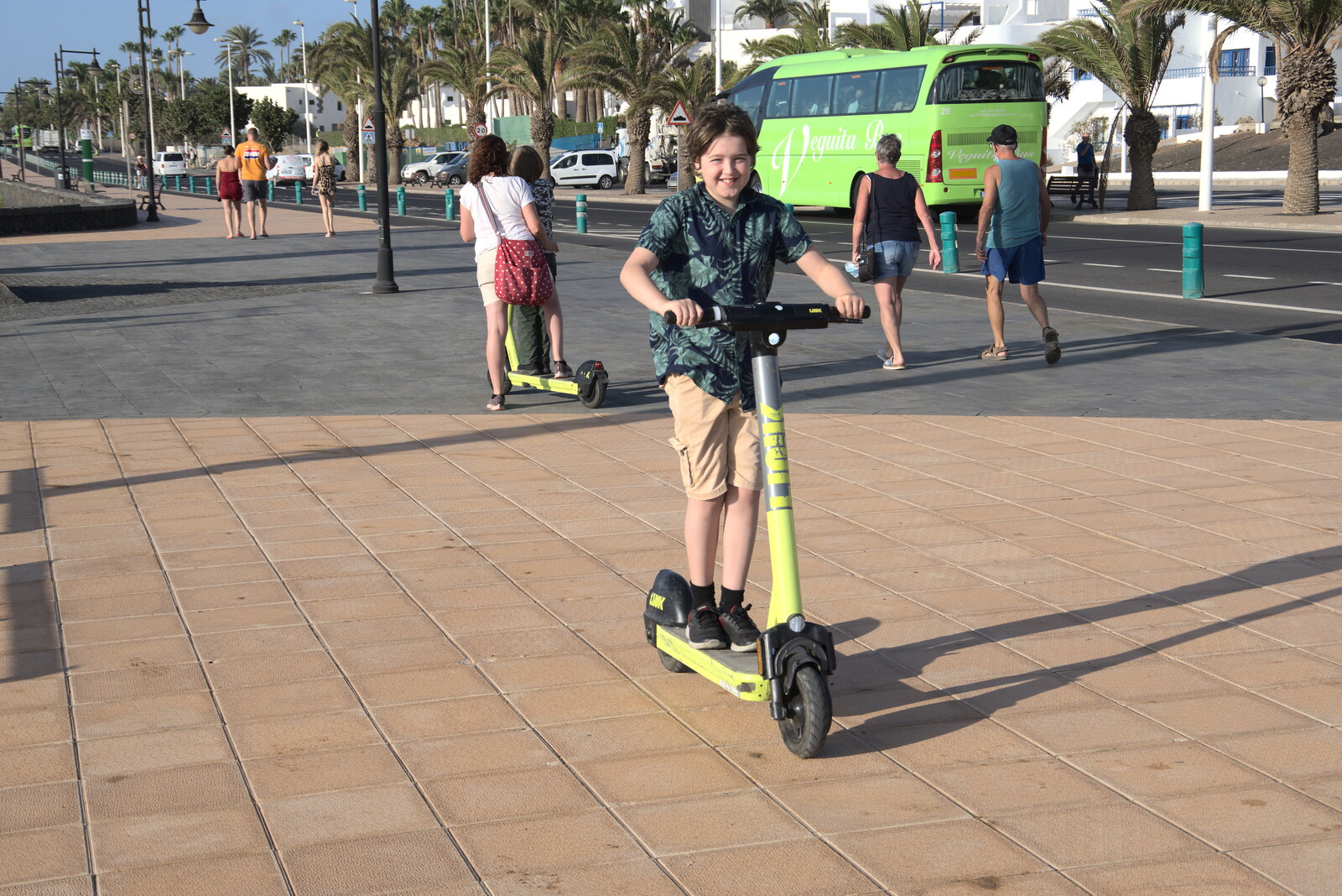 Fred tries a scooter for the first time from Five Days in Lanzarote, Canary Islands, Spain - 24th October 2021