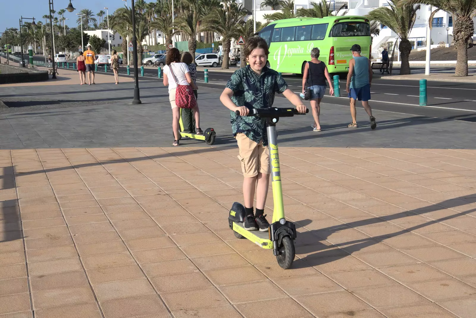 Fred tries a scooter for the first time, from Five Days in Lanzarote, Canary Islands, Spain - 24th October 2021