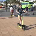 Fred tries a scooter for the first time, Five Days in Lanzarote, Canary Islands, Spain - 24th October 2021