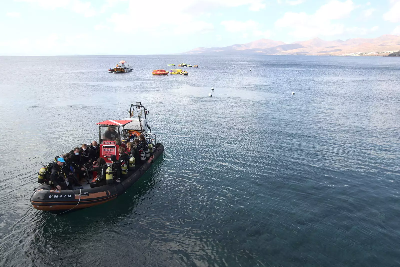 A dive training RIB heads out, from Five Days in Lanzarote, Canary Islands, Spain - 24th October 2021