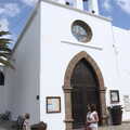 Harry and Isobel in front of an old church, Five Days in Lanzarote, Canary Islands, Spain - 24th October 2021