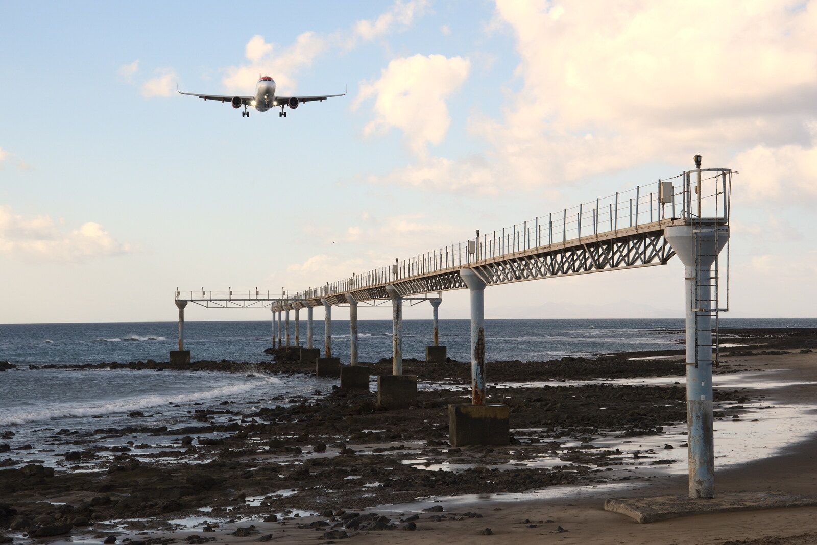 The pre-runway lights are actually in the sea from Five Days in Lanzarote, Canary Islands, Spain - 24th October 2021