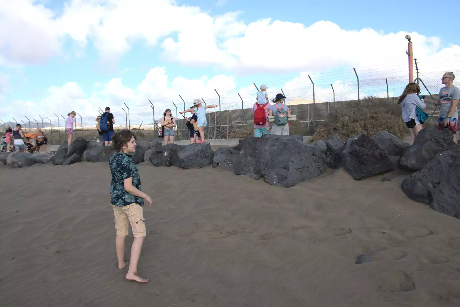 There's a small crowd at the end of the runway, from Five Days in Lanzarote, Canary Islands, Spain - 24th October 2021