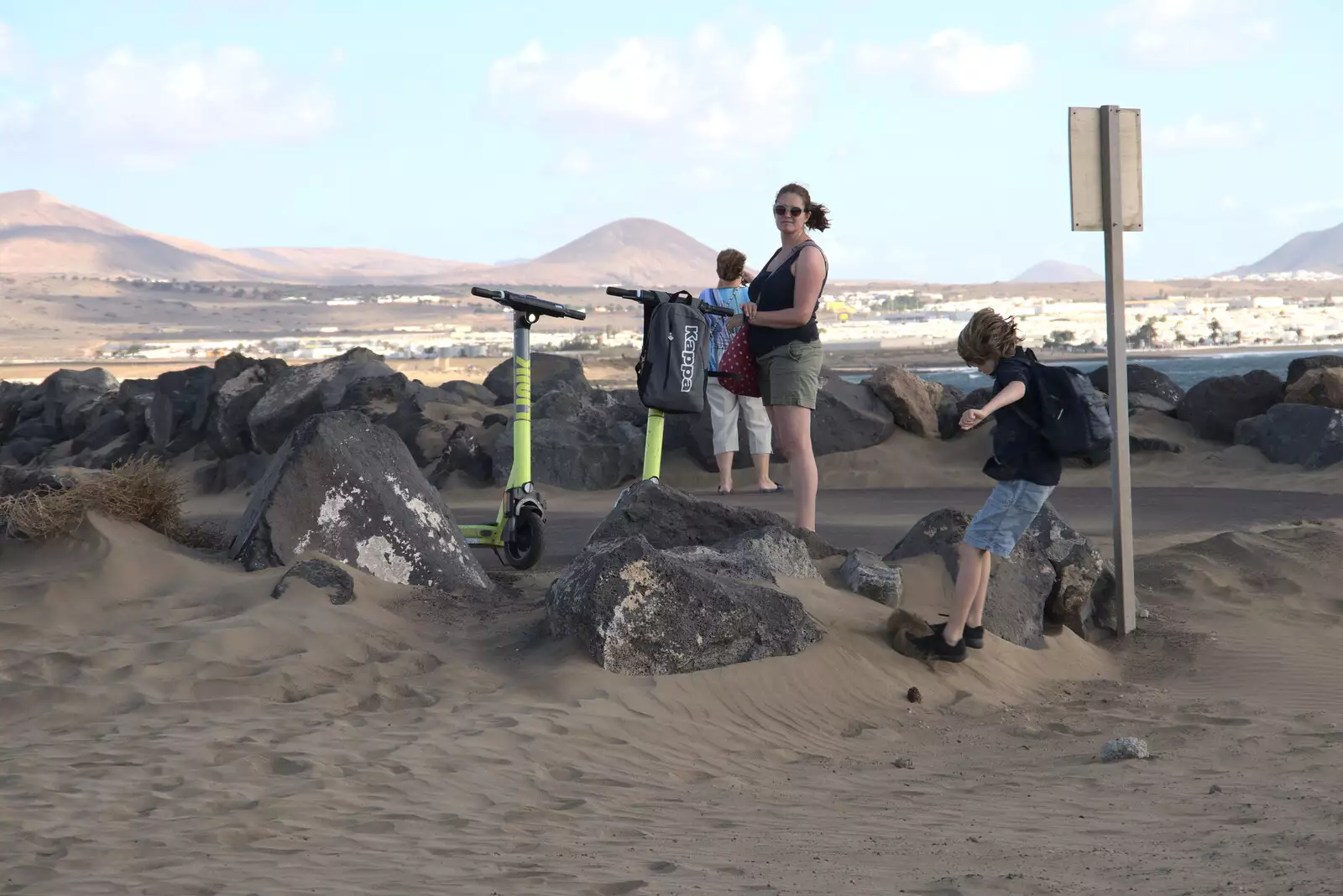 Isobel and the scooters, from Five Days in Lanzarote, Canary Islands, Spain - 24th October 2021