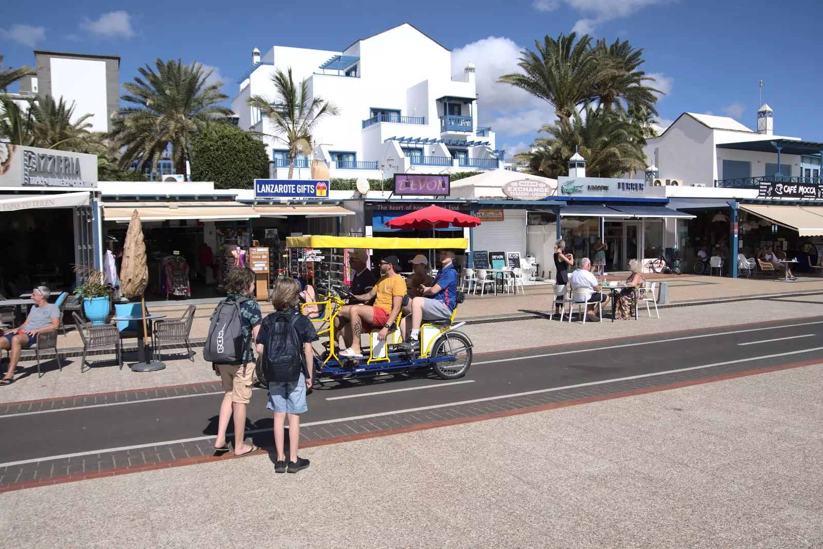 A self-propelled four-seat rickshaw goes by, from Five Days in Lanzarote, Canary Islands, Spain - 24th October 2021