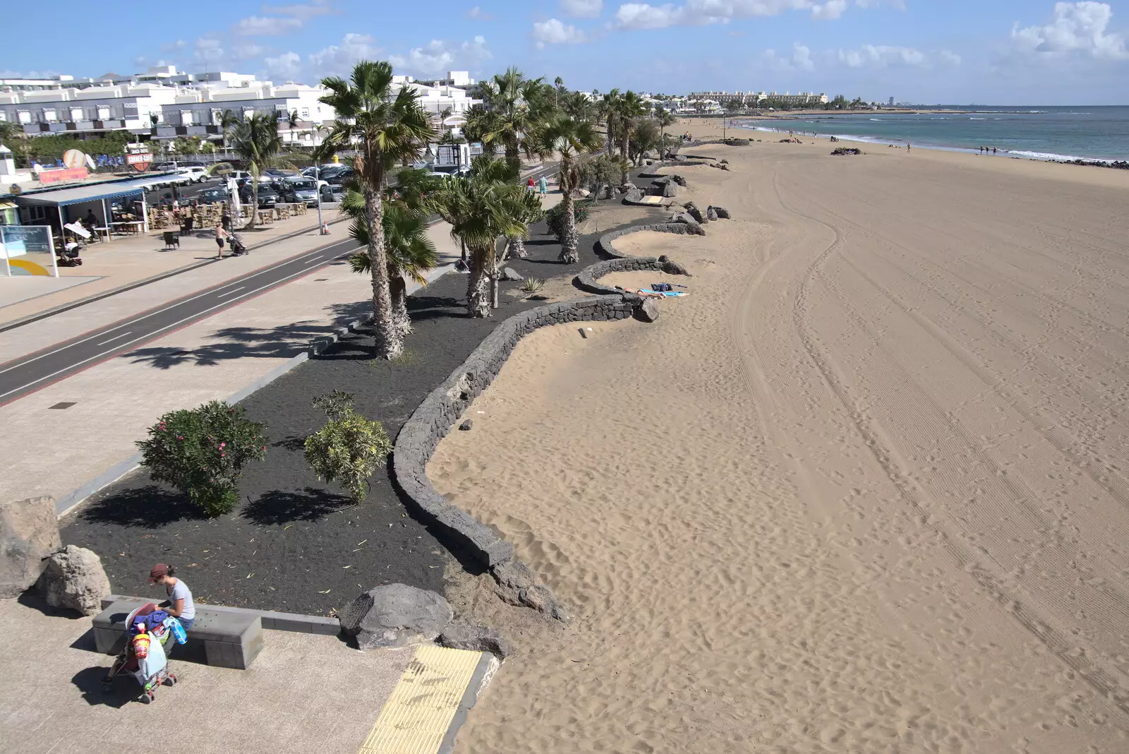 A view of the beach from a volcano-rock tower, from Five Days in Lanzarote, Canary Islands, Spain - 24th October 2021