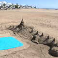 There's a cool sand sculpture on Los Pocillos, Five Days in Lanzarote, Canary Islands, Spain - 24th October 2021