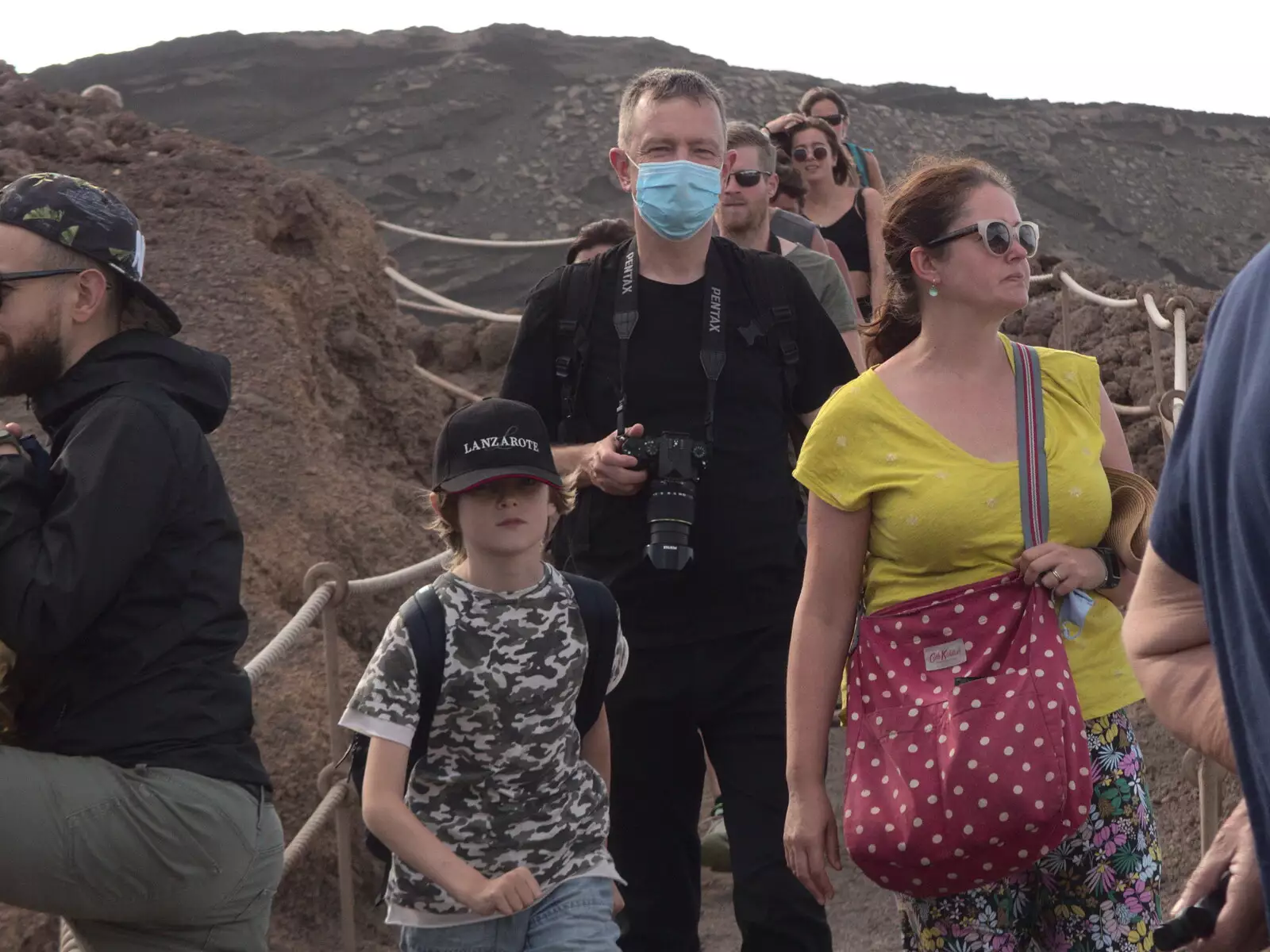 Harry, Nosher and Isobel, taken by Fred, from The Volcanoes of Lanzarote, Canary Islands, Spain - 27th October 2021