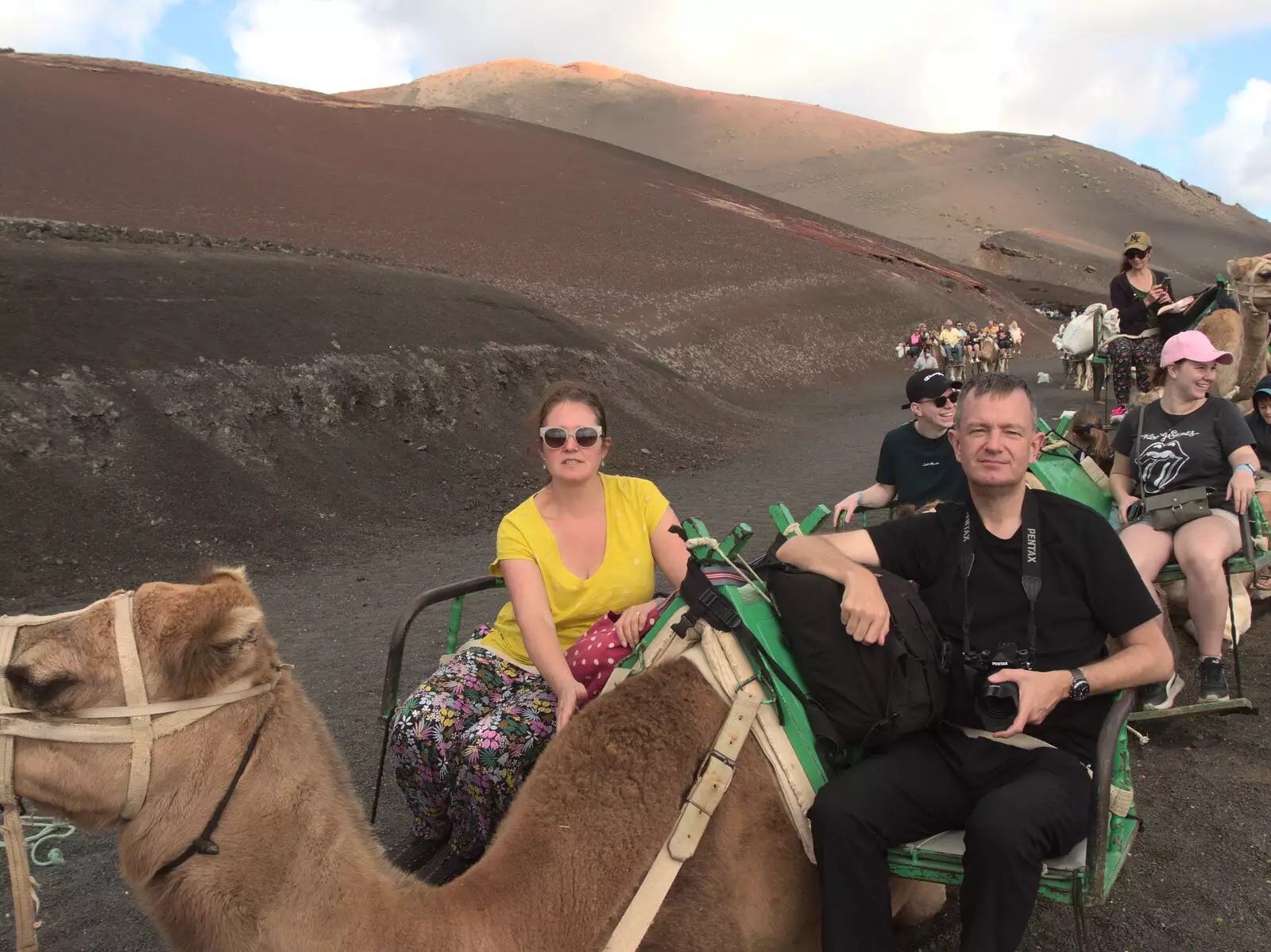 Isobel and Nosher on a dromedary, from The Volcanoes of Lanzarote, Canary Islands, Spain - 27th October 2021