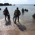 The divers head off into the sea, The Volcanoes of Lanzarote, Canary Islands, Spain - 27th October 2021