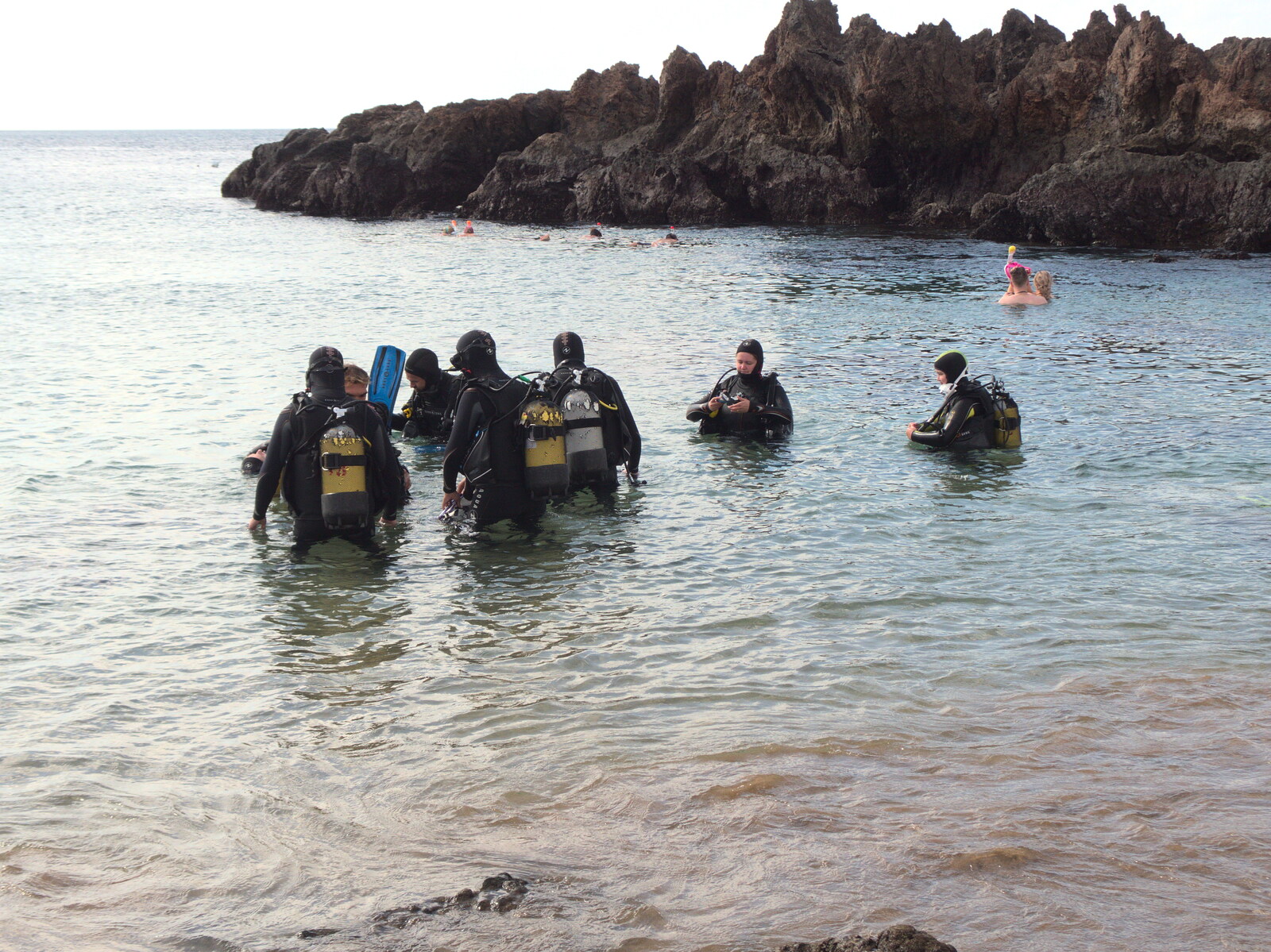 The dive group bobs around at the surface from The Volcanoes of Lanzarote, Canary Islands, Spain - 27th October 2021