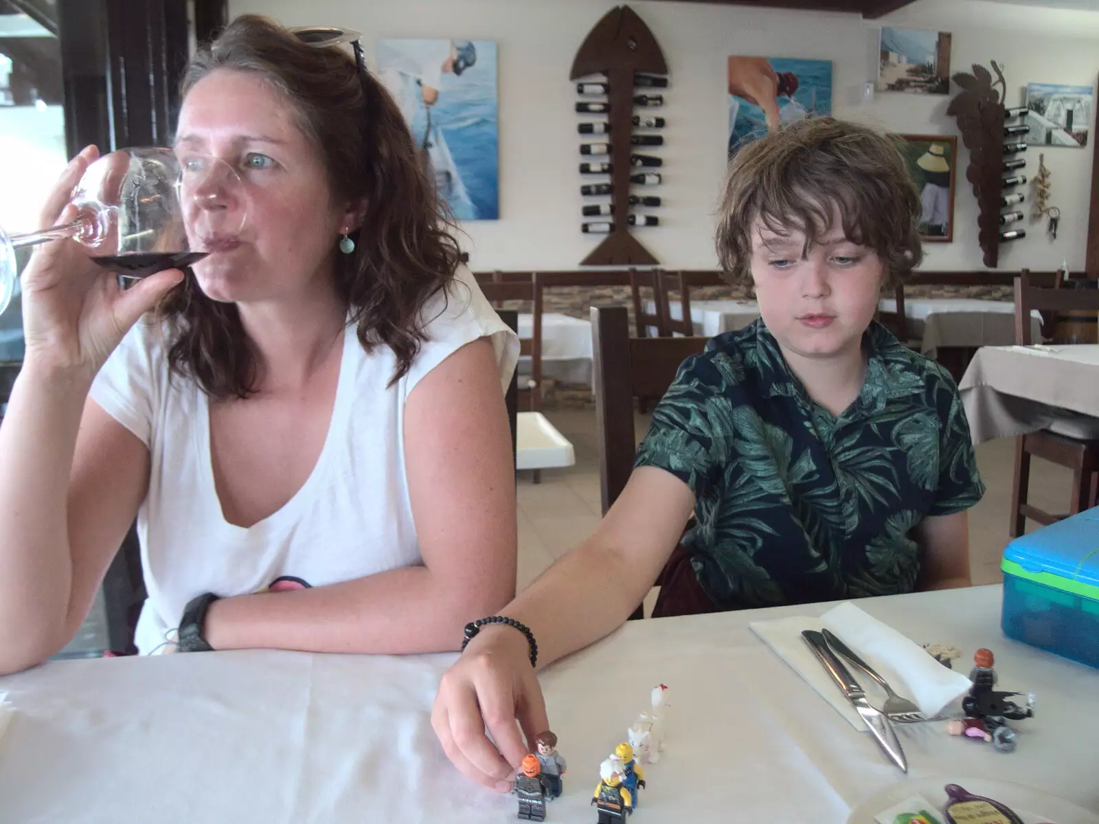 Isobel and Fred in the restaurant, from The Volcanoes of Lanzarote, Canary Islands, Spain - 27th October 2021