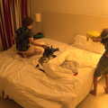 The boys bounce around in their room, The Volcanoes of Lanzarote, Canary Islands, Spain - 27th October 2021