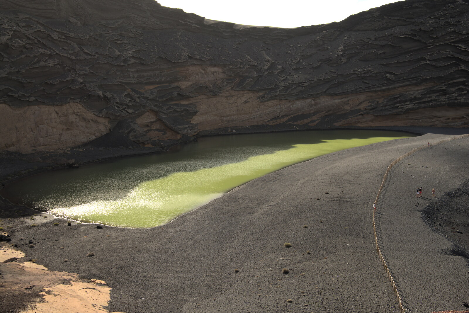 Green water in the volcano crater from The Volcanoes of Lanzarote, Canary Islands, Spain - 27th October 2021