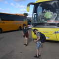 Fred and Harry by the tour bus, The Volcanoes of Lanzarote, Canary Islands, Spain - 27th October 2021