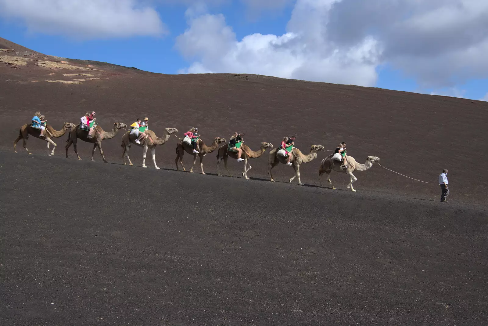 Another camel train heads down the volcano, from The Volcanoes of Lanzarote, Canary Islands, Spain - 27th October 2021