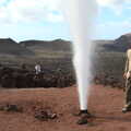 The artificial geyser goes off violently, The Volcanoes of Lanzarote, Canary Islands, Spain - 27th October 2021