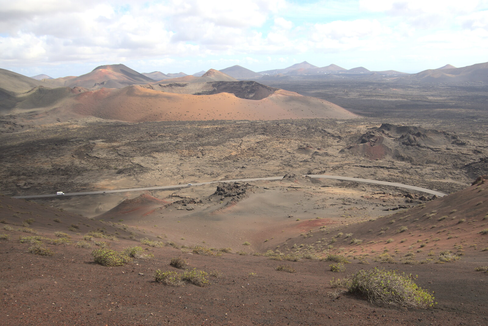 A view out over the national park from The Volcanoes of Lanzarote, Canary Islands, Spain - 27th October 2021