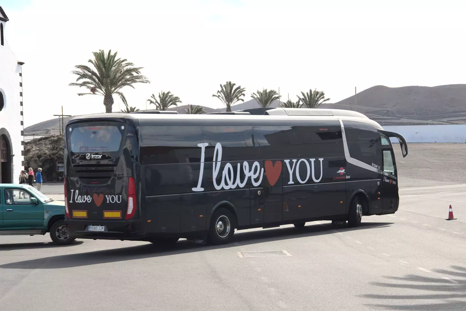 The 'I Love You' bus has been haunting us , from The Volcanoes of Lanzarote, Canary Islands, Spain - 27th October 2021