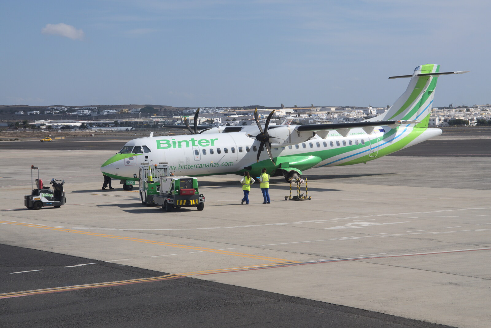 A Dash-8 in Binter livery at Arrecife from The Volcanoes of Lanzarote, Canary Islands, Spain - 27th October 2021