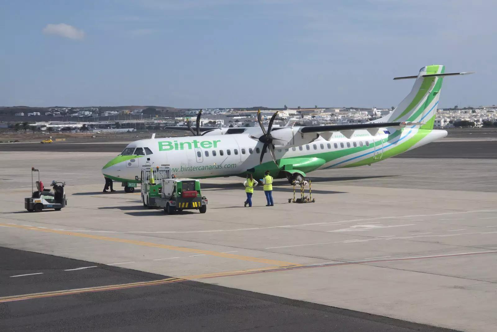 A Dash-8 in Binter livery at Arrecife, from The Volcanoes of Lanzarote, Canary Islands, Spain - 27th October 2021