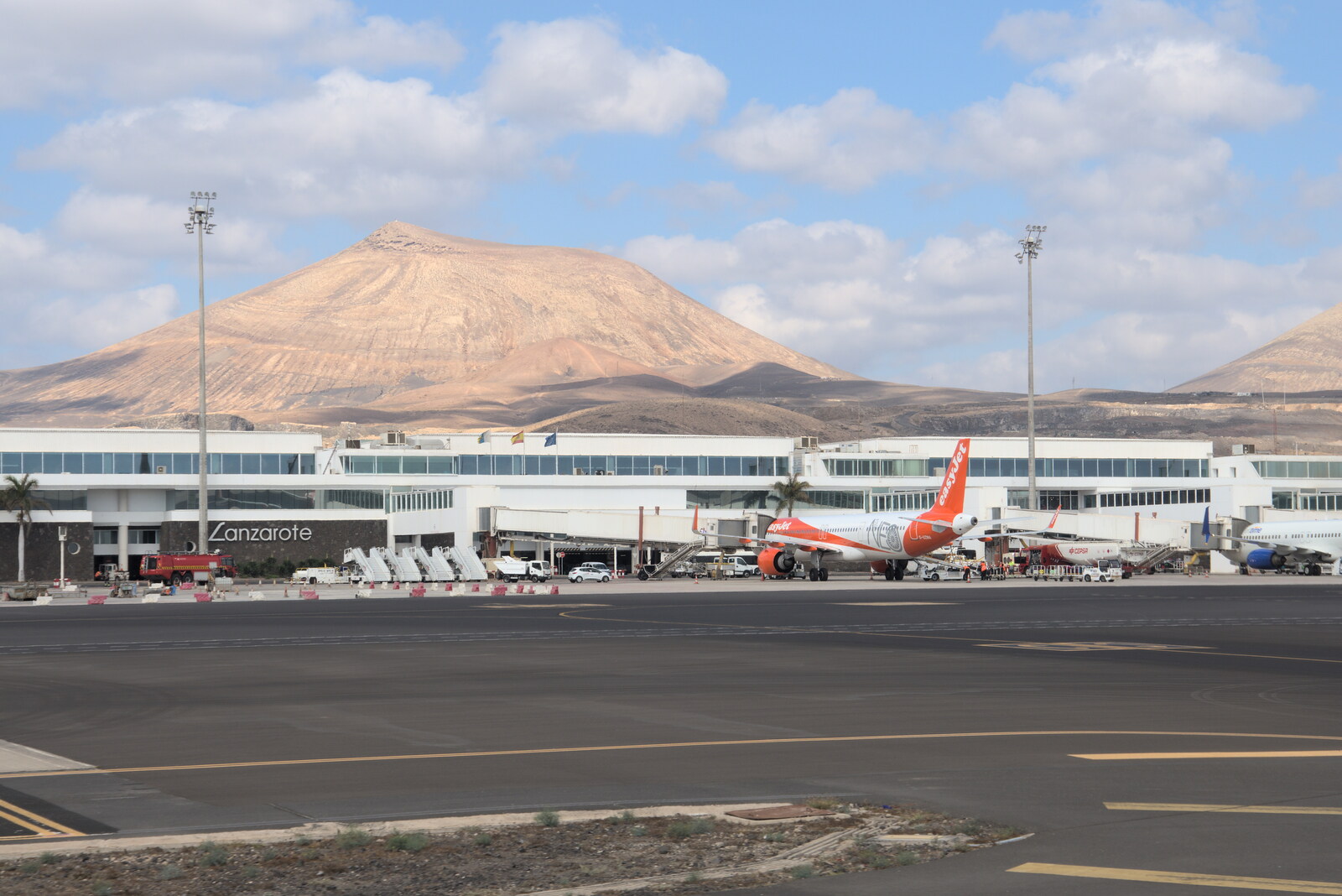 Volcanoes behind the airport from The Volcanoes of Lanzarote, Canary Islands, Spain - 27th October 2021