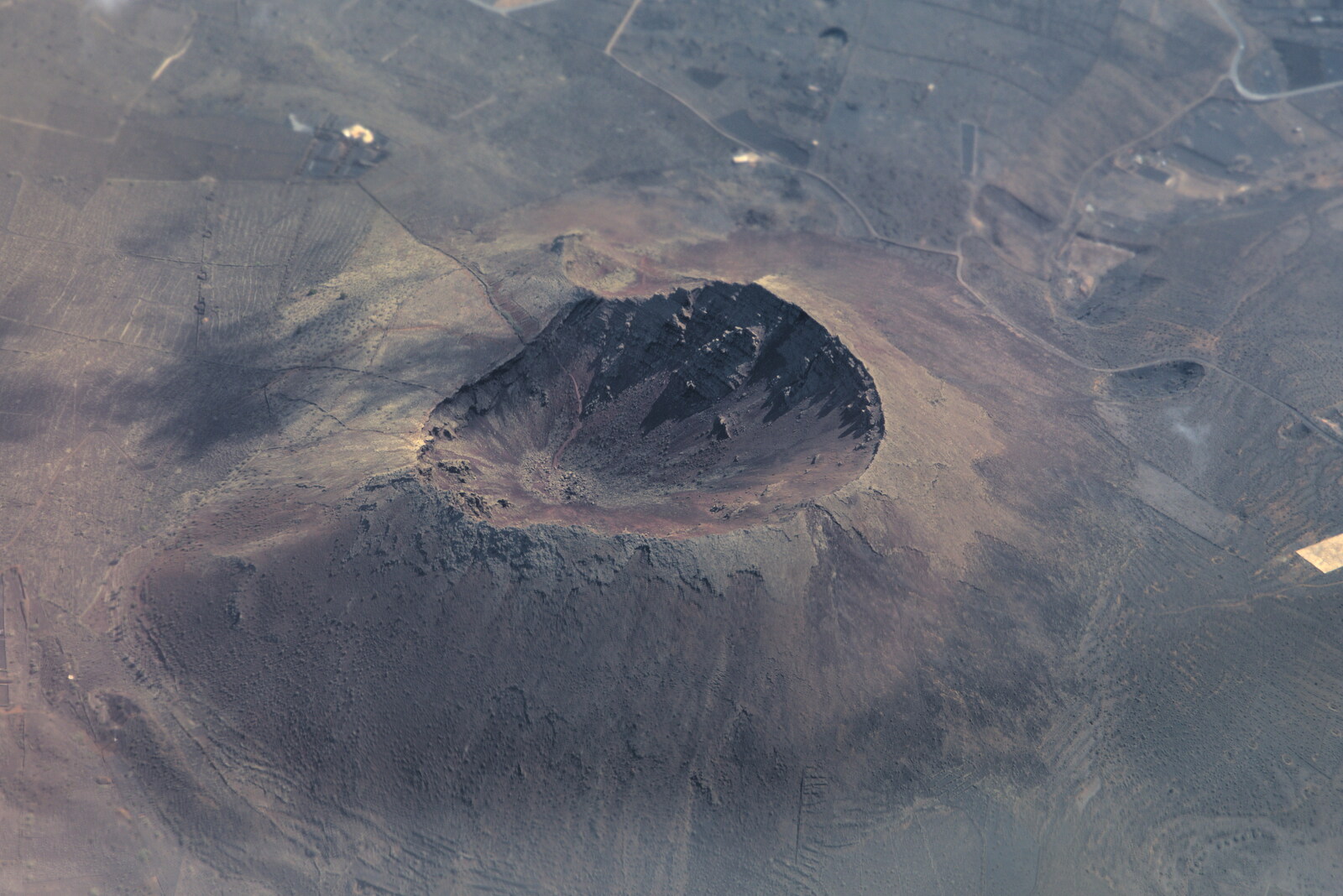 A cool view of a volcano crater from The Volcanoes of Lanzarote, Canary Islands, Spain - 27th October 2021
