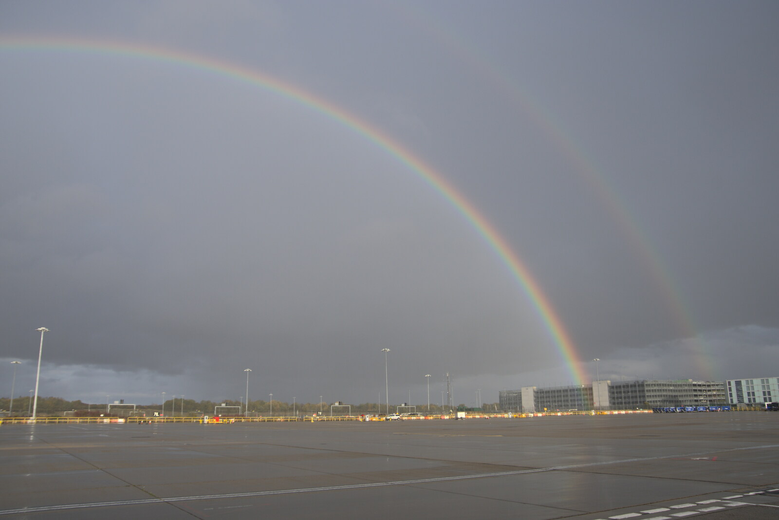 There's a double rainbow over the airport from The Volcanoes of Lanzarote, Canary Islands, Spain - 27th October 2021