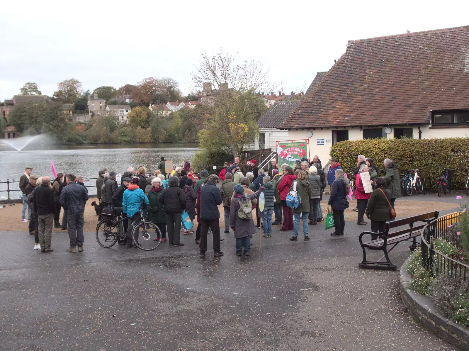 There's a COP26 protest down by the Mere, from A New Playground and Container Mountain, Eye, Suffolk - 7th November 2021