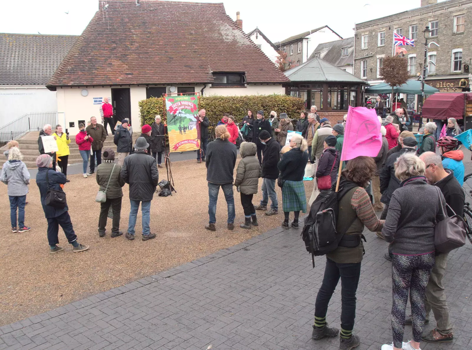 Wavy and Oak are watching the demonstration, from A New Playground and Container Mountain, Eye, Suffolk - 7th November 2021