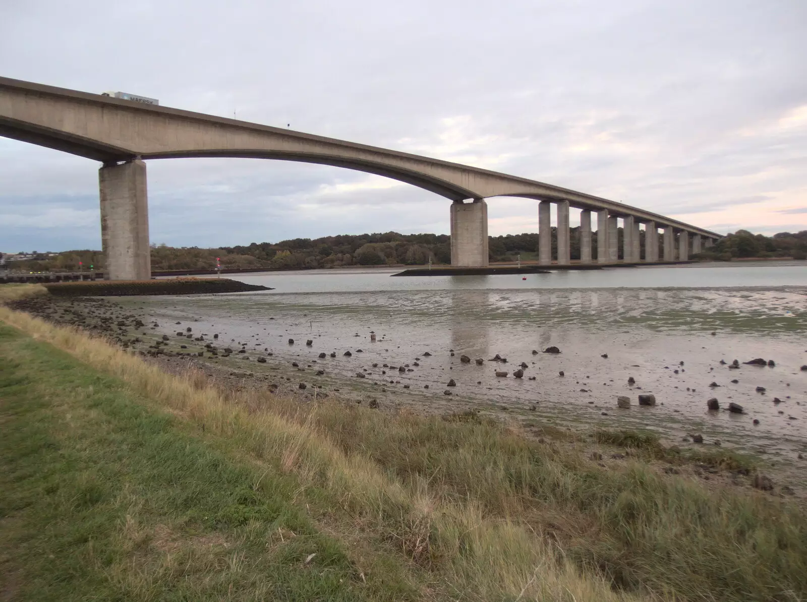 A wide view of the Orwell Bridge, from A New Playground and Container Mountain, Eye, Suffolk - 7th November 2021