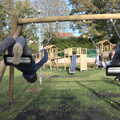 The boys have a good swing, A New Playground and Container Mountain, Eye, Suffolk - 7th November 2021