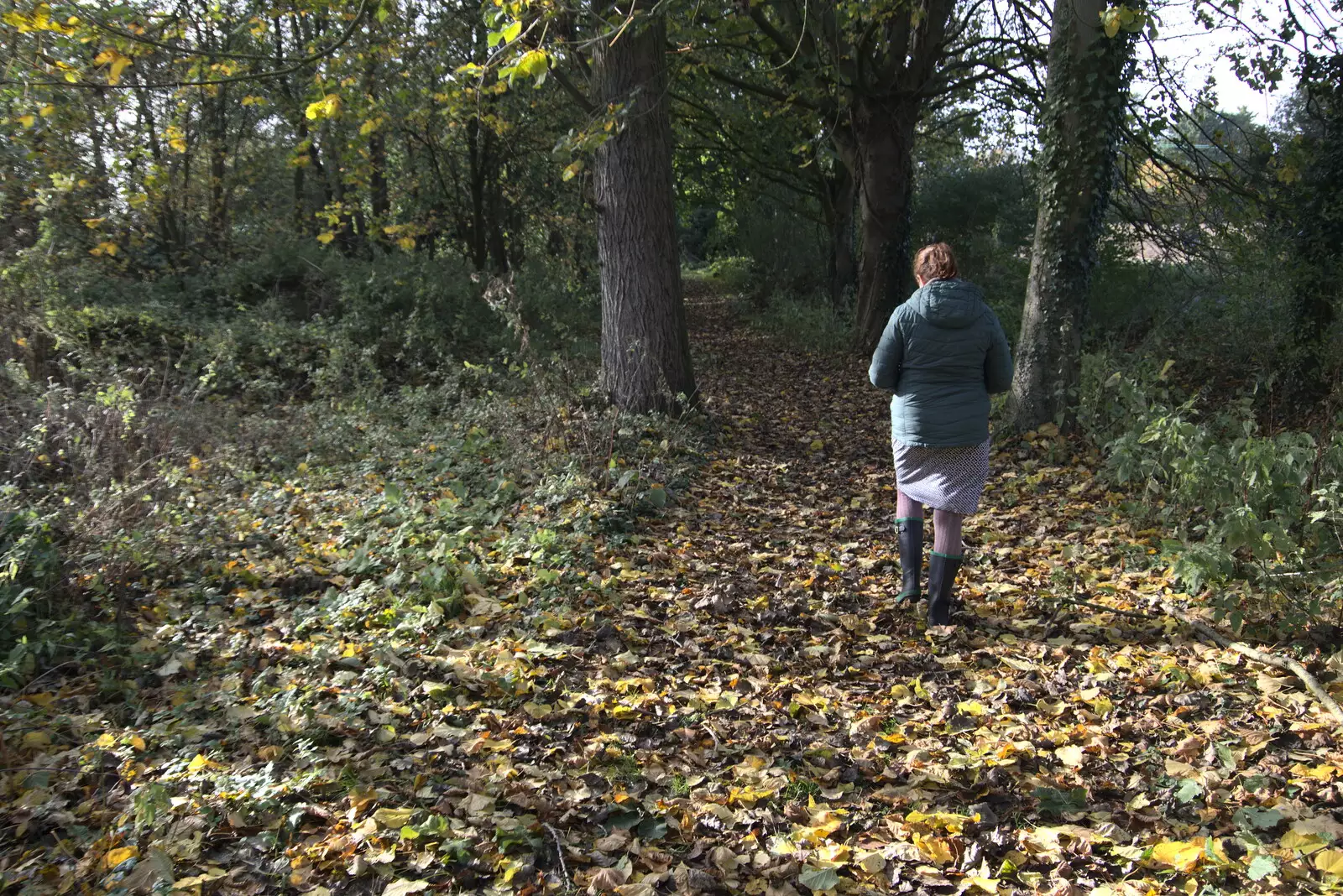 Isobel heads off around the Town Moors woods, from A New Playground and Container Mountain, Eye, Suffolk - 7th November 2021