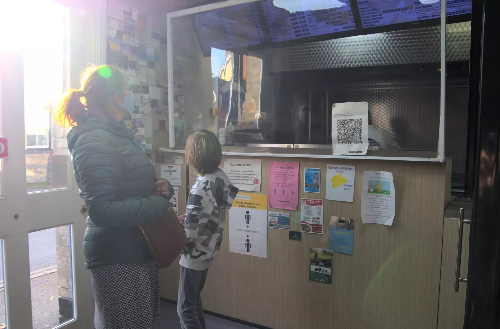 Isobel and Harry in the Kebab shop, from A New Playground and Container Mountain, Eye, Suffolk - 7th November 2021