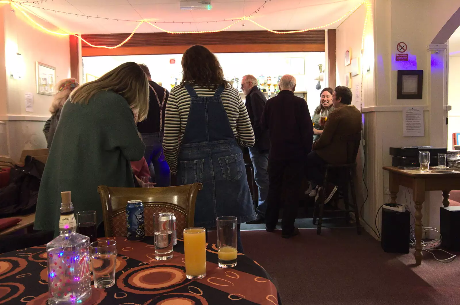 Rachel and Isobel near the bar, from Brome Village Hall's 50th Anniversary, Brome, Suffolk - 12th November 2021