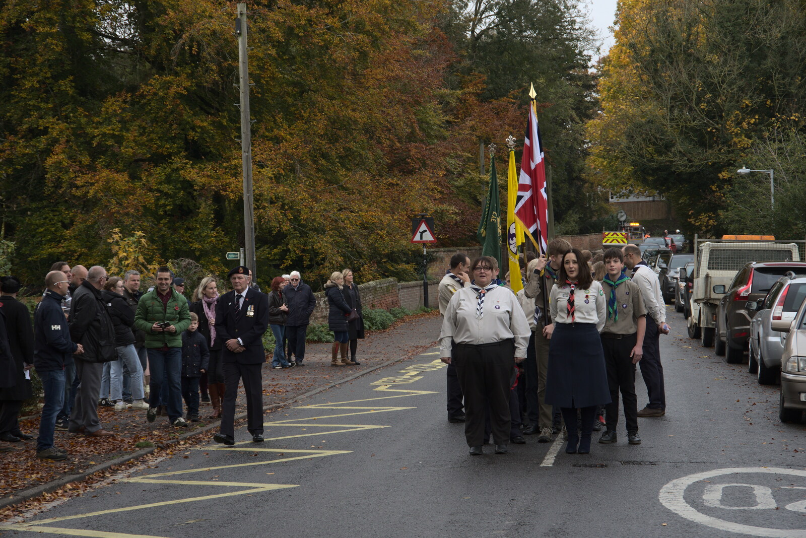 The parade is ready to leave from The GSB and Remembrance Day Parades, Eye and Botesdale, Suffolk - 14th November 2021