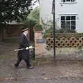 The Mace Bearer heads to the parade, The GSB and Remembrance Day Parades, Eye and Botesdale, Suffolk - 14th November 2021