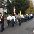 The parade marches off down Lambseth Street, The GSB and Remembrance Day Parades, Eye and Botesdale, Suffolk - 14th November 2021