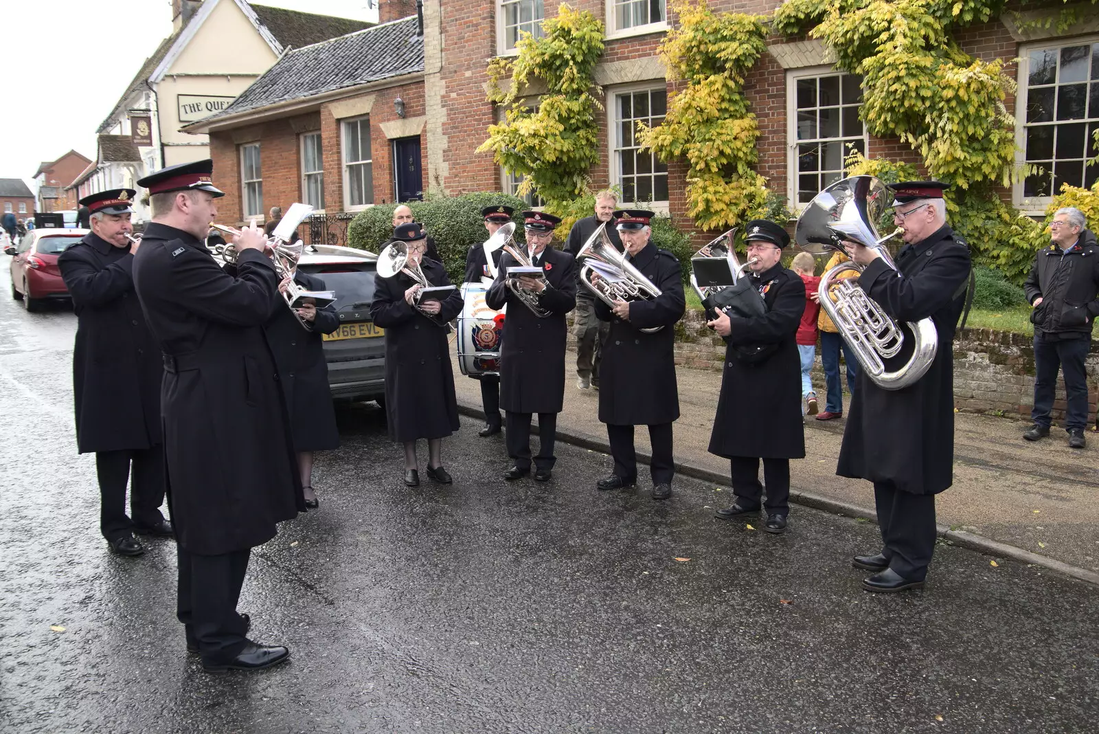 The Salvation Army Band continues playing, from The GSB and Remembrance Day Parades, Eye and Botesdale, Suffolk - 14th November 2021