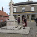 There's a lone piper by Botesdale war memorial, The GSB and Remembrance Day Parades, Eye and Botesdale, Suffolk - 14th November 2021