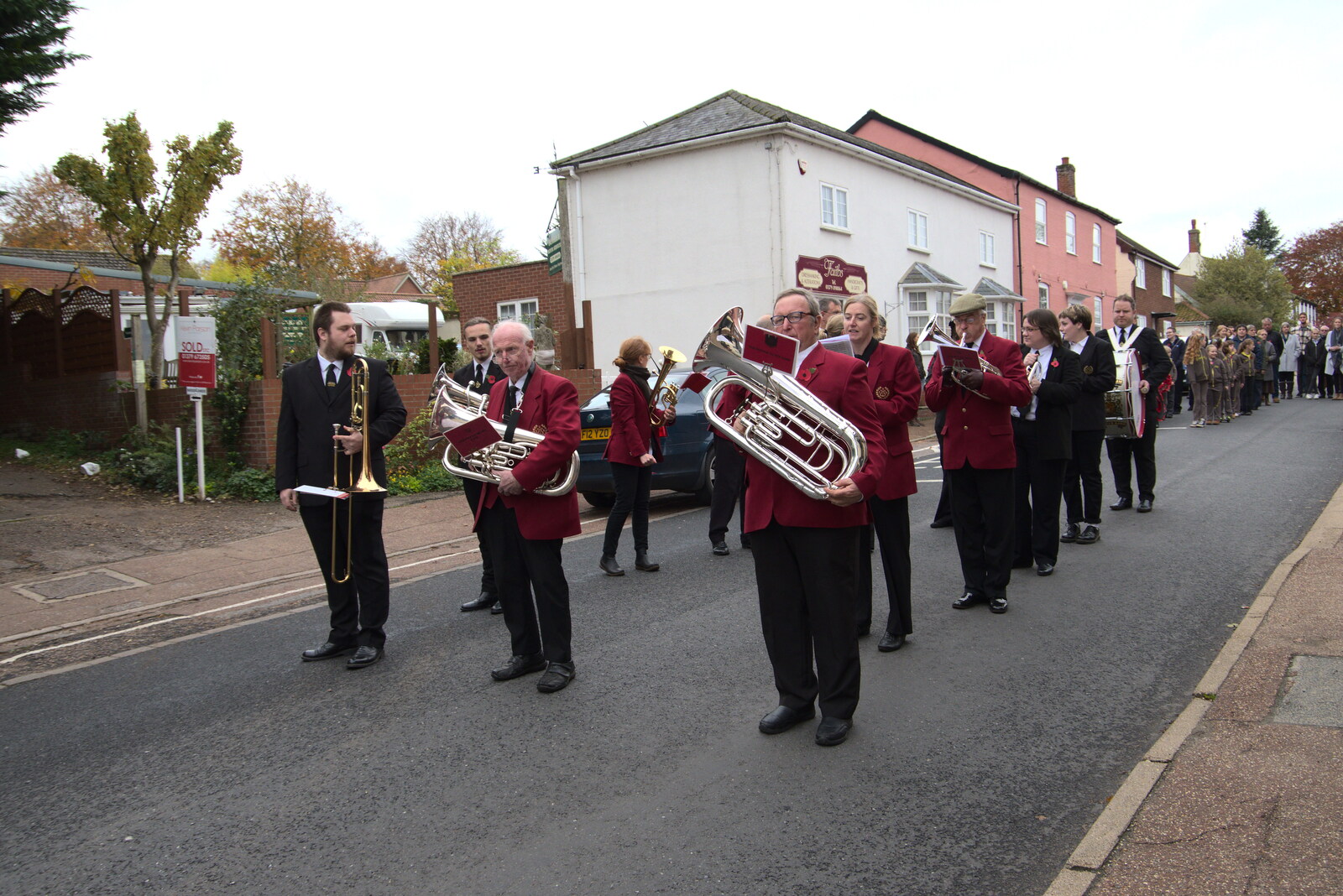 The GSB in formation, more or less from The GSB and Remembrance Day Parades, Eye and Botesdale, Suffolk - 14th November 2021